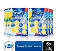 Bloo Toilet Rim Blocks Colour Active+ Lemon for Anti-Limescale Effect, 6 Pack