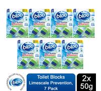Bloo Toilet Rim Blocks Limescale Prevention 2in1 Cleaning Foam, 7 Pack