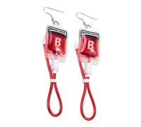 Blood Bag Earrings - Halloween Simulation Plasma Blood Bag Blood Type Ear Studs | Fashion Charm Jewelry for Women Girls, Halloween Drop Ear Dangles for Women Girls Goowafur