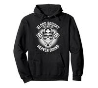 Blood Bought Helmet On Heaven Bound Christian Biker Pullover Hoodie