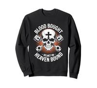 Blood Bought Helmet On Heaven Bound Christian Biker Sweatshirt