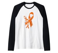 Blood Cancer Awareness Ribbon Leukemia Fighter Chemo Orange Raglan Baseball Tee