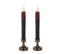 Blood Dripping Flameless Candles, LED LighteBlood Dripping Flameles Lamp Taper Candle, Vampire Tears Black Canddles with Bases, 2pcs Flamless Cndles Table Centerpiece Halloween Bar Home Decoration
