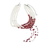 Blood Dripping Necklace, Dripping Blood Imitation Pearls Choker, Halloween Necklace Vampire Party Costume