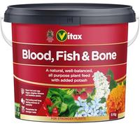 Blood Fish & Bone Fertilizer - Organic Multi-Purpose Plant Food for Vegetables, Fruits & Flowers - Promotes Healthy Growth, Vibrant Flowers, & Better Ripening (5kg Tub)