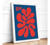Blood Flower Geometric Framed Wall Art Print A4 (29.7×21cm) White, Wall Decor for Living Room, Bedroom, Office & Home, Ready to Hang, Art Gift