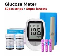 Blood Glucose Sugar Monitor Diabetes Testing Kit +50 Test Strips +50 Lancets