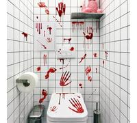 Blood Handprint Footprint Stickers For Halloween Party And Haunted House Decoration, Self PVC, Indoor Outdoor Use, 8 Sheets Set