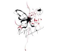 Blood Ink Line Butterfly Color Stickers, Waterproof And Long-lasting Temporary Tattoo For Men And Women, Fake Tattoos(1pcs)