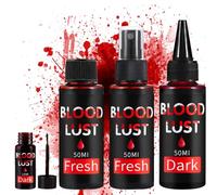 Blood Lust Theatrical Fake Blood Kit, Special Effects Makeup Set with Dark and Fresh Blood, 50ml Bottles, Halloween Costume Props
