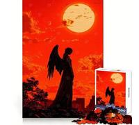 Blood Moon City Angel Fall Jigsaw Puzzles 1000 Piece for Adults Thought Training Peaceful Escape Uniform Cut (38x26cm)