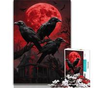 Blood Moon Crow Adult Jigsaw Puzzles 1000,Educational Game Challenge Toy Wall Decoration Unique Birthday And Xmas Gifts 50x75cm