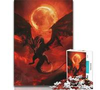 Blood Moon Dragon Jigsaws Puzzles 1000 Pieces for Teenagers Gifts,Challenging Game And Family Play Wall Decoration Unique Birthday And Xmas Gifts 38x26cm