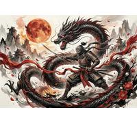 Blood Moon Dragon Ninja 1000 Piece Jigsaw Puzzle,Gift Idea,Whimsical Challenge,Stress Relief,Great Gifts,Home Wall Decor,Premium Cardboard,Adults & Kids 14+ 52x38cm
