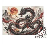 Blood Moon Dragon Ninja 1000 Piece Jigsaw Puzzle,Premium Cardboard,Stress Relief,Whimsical Challenge,Educational Toy,Home Wall Decor,Gift Idea,Adults & Kids 14+ 52x38cm/1000pcs