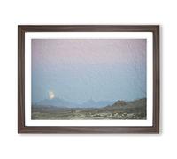 Blood Moon Over California Modern Art Framed Print | A2 Walnut Framed Wall Art | Ready to Hang | Modern Space Picture | Living Room Bedroom Lounge Office