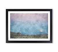 Blood Moon Over California Painting Framed Print | A2 Black Framed Wall Art | Ready to Hang | Modern Space Picture | Living Room Bedroom Lounge Office