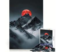 Blood Moon Snowy Mountains Jigsaw Puzzles for Adults1000 Pieces Thought Training Restful Escape Uniform Cut Merry Gift (50X75CM)