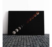 Blood Moon Space Lunar Eclipse Canvas Print | Gallery Wrapped 30mm Frame Wall Art | 20x14 inches | Ready to Hang | Modern Space Picture | Living Room Bedroom Lounge Office