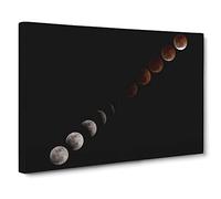 Blood Moon Space Lunar Eclipse Canvas Print | Gallery Wrapped 30mm Frame Wall Art | 24x16 inches | Ready to Hang | Modern Space Picture | Living Room Bedroom Lounge Office