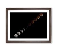 Blood Moon Space Lunar Eclipse Modern Framed Print | A3 Walnut Framed Wall Art | Ready to Hang | Modern Space Picture | Living Room Bedroom Lounge Office