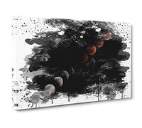 Blood Moon Space Lunar Eclipse V3 Canvas Print | Gallery Wrapped 30mm Frame Wall Art | 30x20 inches | Ready to Hang | Modern Space Picture | Living Room Bedroom Lounge Office