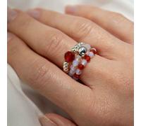 Blood Moon Spirit Gemstone Ring Set With Moonstone And Ruby