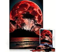 Blood Moon Tropical Island for Adults 1000 Piece Puzzle Brain Agility Mind Calming Fun Uniform Cut Memorable Gift (50X75CM)