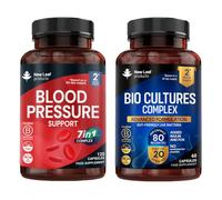 Blood Pressure 7-in-1 & Probiotics & Prebiotics Bundle - Potassium and Magnesium Supplement with COQ10 and Garlic Extract + 80 Billion CFU: 20 Live Strains Including Lactobacillus Acidophilus & Casei