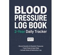 Blood Pressure Log Book: 2-Year Daily Tracker for Hypertension Management: AM & PM Readings, Heart Rate, Weekly Averages, Energy & Medication Notes with Doctor Visit Summary Pages