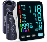 Blood Pressure Monitor, Automatic Upper Arm Blood Pressure Monitors for Home Use, 2 Blood Pressure Machine Cuff(9-17in & 13-21in) with Large LED Backlit Display, 3x199 Reading Memory Users White