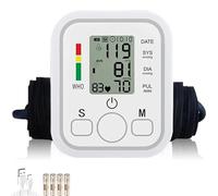 Blood Pressure Monitor with x4 AAA Battery, Large Cuff Digital Upper Arm BP Machine, 2x99 Memory Set, Voice Prompt, USB Cable, Arrhythmia Detection, Heart Rate Hypertension Monitors, Home Use (White)