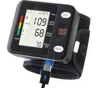Blood Pressure Monitor - Wrist Accurate Automatic High Blood Pressure Monitors Portable Backlit LCD Screen with Storage Case and Adjustable Cuff Powered by Battery or USB C Charging- Black