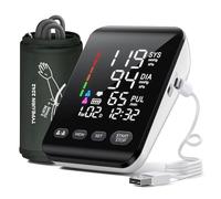 Blood Pressure Monitors, Electric Arm Blood Pressure Monitors with High-Resolution LED Display, CE Approved UK BP Monitor for Home Use, Cuff 22-42 CM, 2 x 199 Records, Dual Power Supply