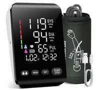 Blood Pressure Monitors, Electric Arm Blood Pressure Monitors with High-Resolution LED Display, CE Approved UK BP Monitor for Home Use, Cuff 22-42 CM, 2 x 199 Records, Dual Power Supply