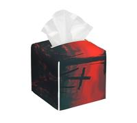 Blood Red Moon Patterned tissue box, leather tissue storage box for office, camping and bedroom