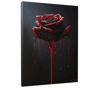 Blood Red Rose Canvas Wall Art, Black and Red Floral Painting, Gothic Wall Decor for Living Room, Bedroom, Halloween, Singular Home Aesthetic 12x16 Inch