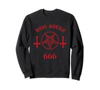 Blood Red Satanic Pentagram Hail Satan 666 Upside Down Cross Sweatshirt