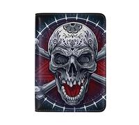 Blood Skull Bone USA Passport Holder Real Leather Cover Case for Travel Men Women