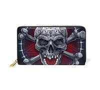 Blood Skull Bone Wallet Real Leather Zipper Coin Phone Purse Clutch for Women