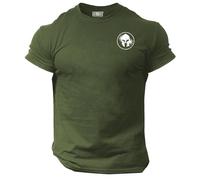 Blood Spartan T Shirt Pocket Gym Clothing Bodybuilding Training Sparta Workout Exercise Boxing MMA Top (UK, Alpha, XL, Regular, Regular, Military Green)