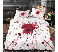 Blood Splatter Art Duvet Cover 3D Design Printed Durable 3 Pieces Bed Set Zipper Gothic Horror Comforter Cover Hotel Quality Breathable for Kids Adults Women Teens Youth Boys Super king（260x220cm）