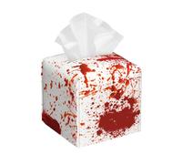 Blood Splatter Horror Square Leather Tissue Box Cover - Bathroom Vanity, Nightstand & Countertop, Elegant Home Office Decor