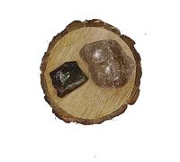 Blood Stone And Smoky Quartz Aaa Grade Raw Natural Crystal Combo With Wooden Natural Bark Coaster For Healing, Meditation And Manifestation-B0BXQ6XDMRNAMZ