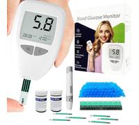 Blood Sugar Monitor - Glucose Monitor for Diabetes Testing Kit with Test Strips x 50 and Low Pain Lancing Devices x 50,Blood Sugar Test Kit for Home and On-the-Go Monitoring (White)