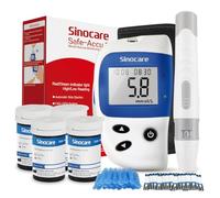 Blood Sugar Monitor, Sinocare Safe Accu2 Blood Sugar Test Kit with 100 Test Strips, 100 Lans, Light Indicator, No Coding, Easy to Use, Diabetes Testing Kit Home Use UK, mmol/L