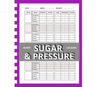 Blood Sugar & Pressure Log Book: Weekly Diabetes Hypertension Tracker, 4 Daily Readings, Undated 2-Year Journal, Large Print Layout
