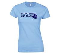 Blood Sweat and Tears England Six Nation Rugby T-Shirt Ladies Sky Ladies 12/14