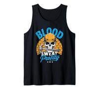 Blood Sweat Profanity Blue Collar Hard Work Labor Worker Tank Top