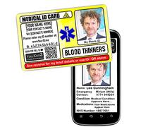 Blood Thinners Medical Card, Fast Emergency ID to Any Device, Alerts Contact's Phone, Custom Photo, Name, Contacts, Number, Condition, Medications, SOS, ICE, SMS (Blood Thinners)